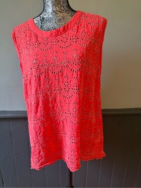 Democracy Red Eyelet Sleeveless Tank
